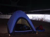 Camping under Bridge in Aomori (next day whole city covered in first snow)