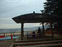 Lady Sitting on Bench at Temple